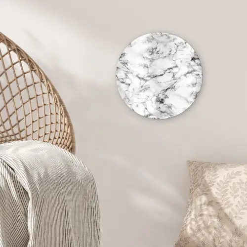 Marmer - Zwart - Dramatisch - Wit Wandcirkel plexiglas klein 852 -sfeer5