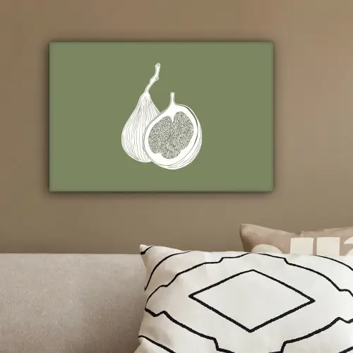Vijgen - Minimalistisch - Getekend - Mosgroen canvas 2cm klein -sfeer3