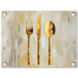 Verf - Goud - Bestek tuinposter los doek klein -3d
