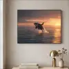 Orka - Zee - Zonsondergang Textielframe zwart klein -sfeer2