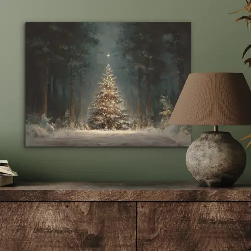 Kerstboom - Bos - Sneeuw - meerkleurig PET vilt klein -sfeer2