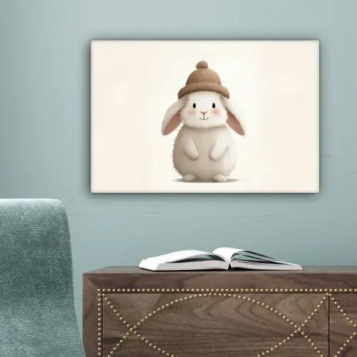 Konijn - Muts - Oren - Beige canvas 2cm klein -sfeer4