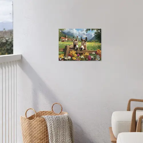 Ezels - Bloemen - Zomers tuinposter los doek klein -sfeer8