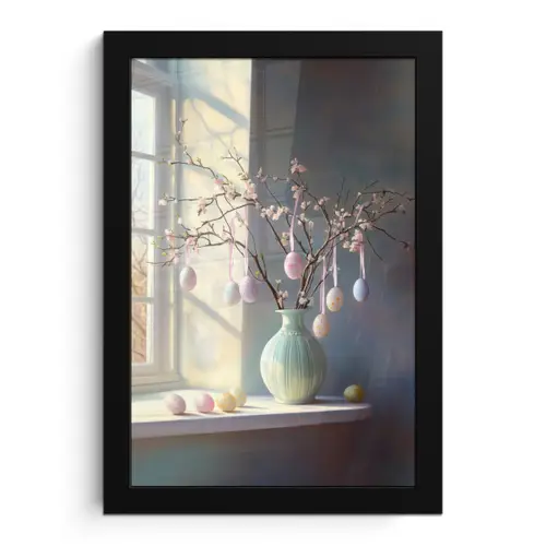 Stilleven - Vaas - Paastak fotolijst zwart zonder passe partout klein -3d