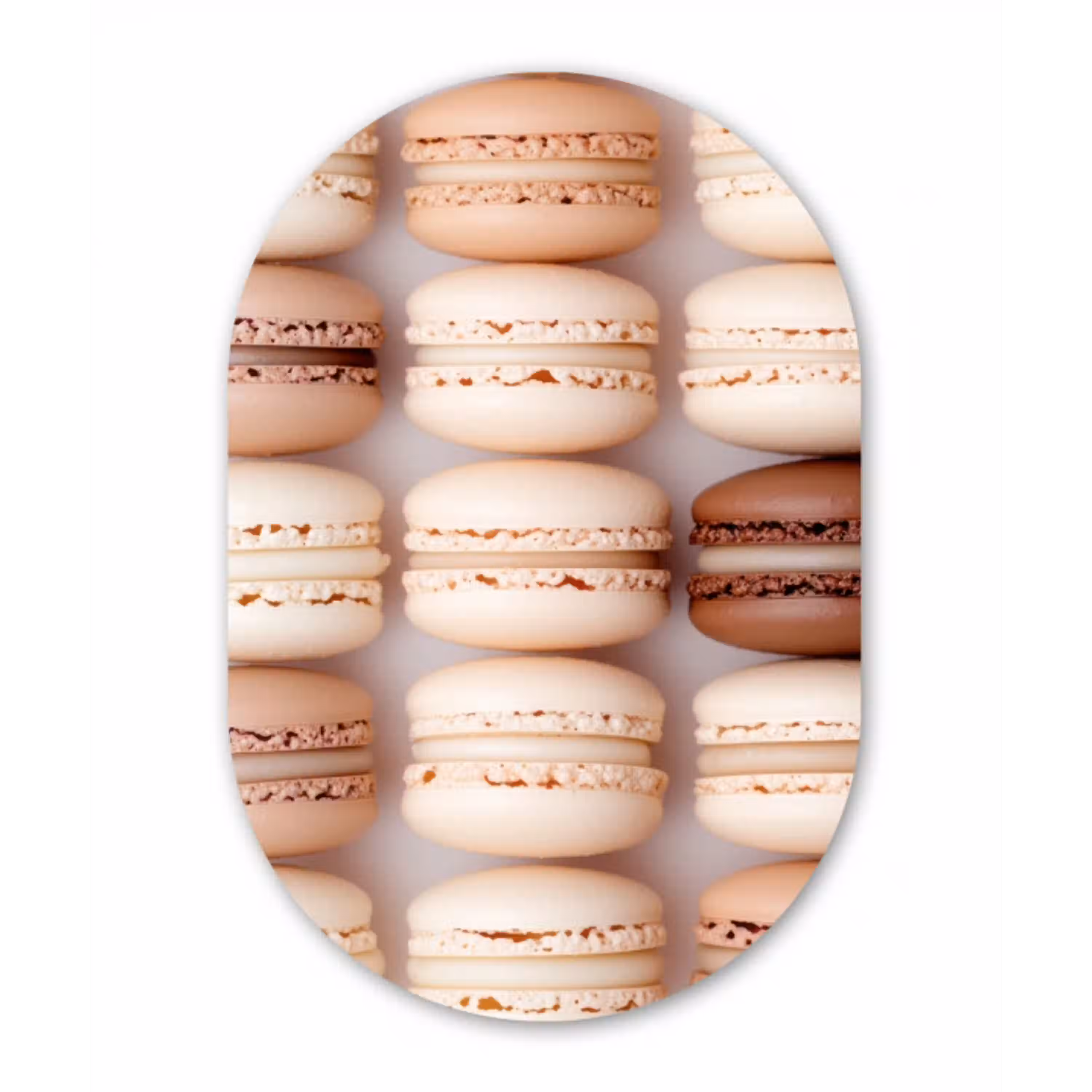 Macarons - Beige - Bruin Wandcirkel Ovaal Forex klein -3d