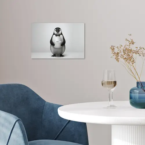 Pinguïn - WC rol - Wit poster papier klein -sfeer3