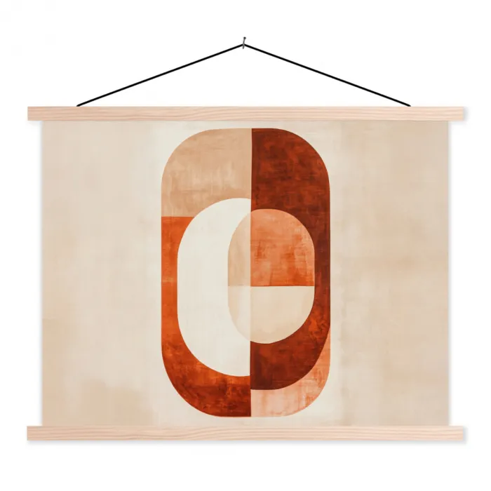 Illustratie - Abstract - Vormen - Rood textielposter latten blank klein -3d