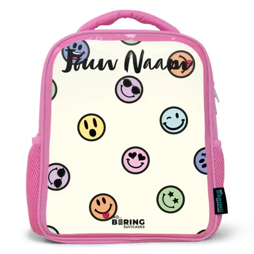 Speelse smiley-mix Kinderrugzak - Roze middel -3d
