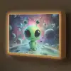 Alien - Groen - Planeten - Ruimte Light Box met batterij (Wandlamp kind) middel -z3d_website
