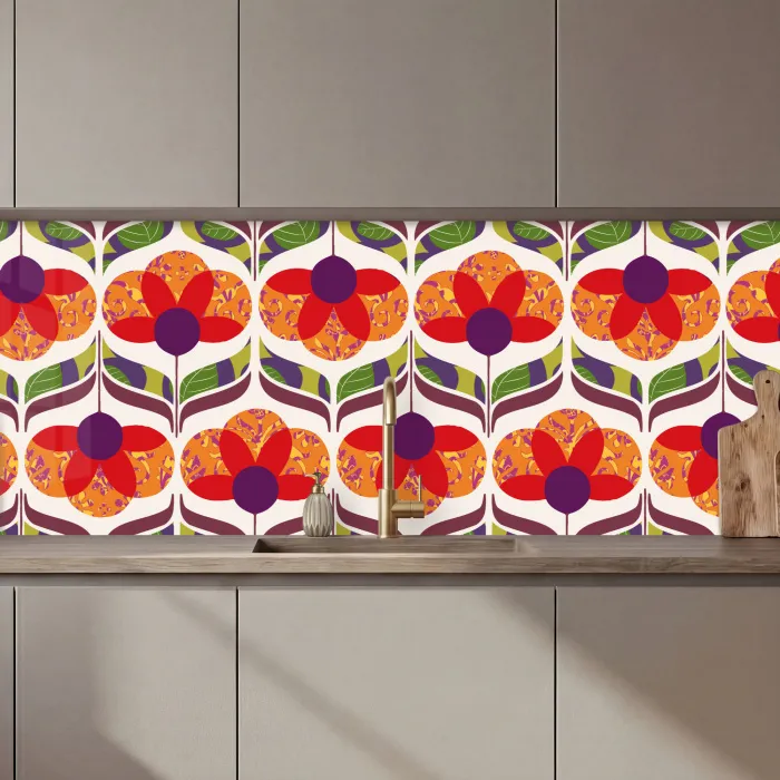 Retro - Flower Power - Vintage - Kleuren keuken achterwand 2 middel 871 zz_3dshopping