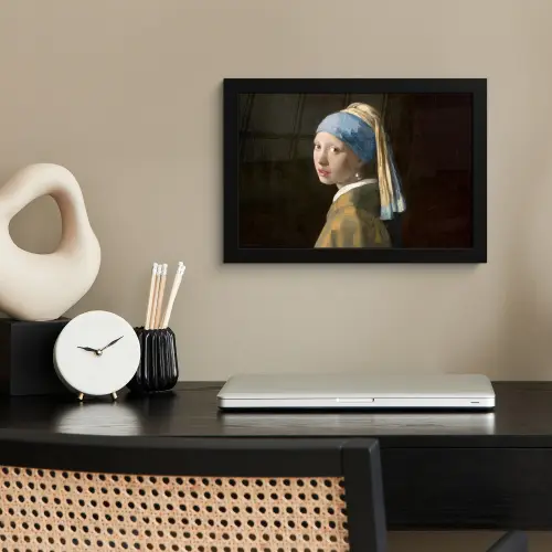 Meisje met de parel - Schilderij - Oude meesters - Vermeer fotolijst zwart zonder passe partout klein -sfeer1