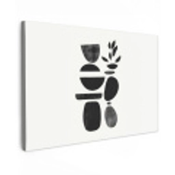 Japandi - Zwart - Abstract Tuinposter op houten frame 2 cm dik klein -3d