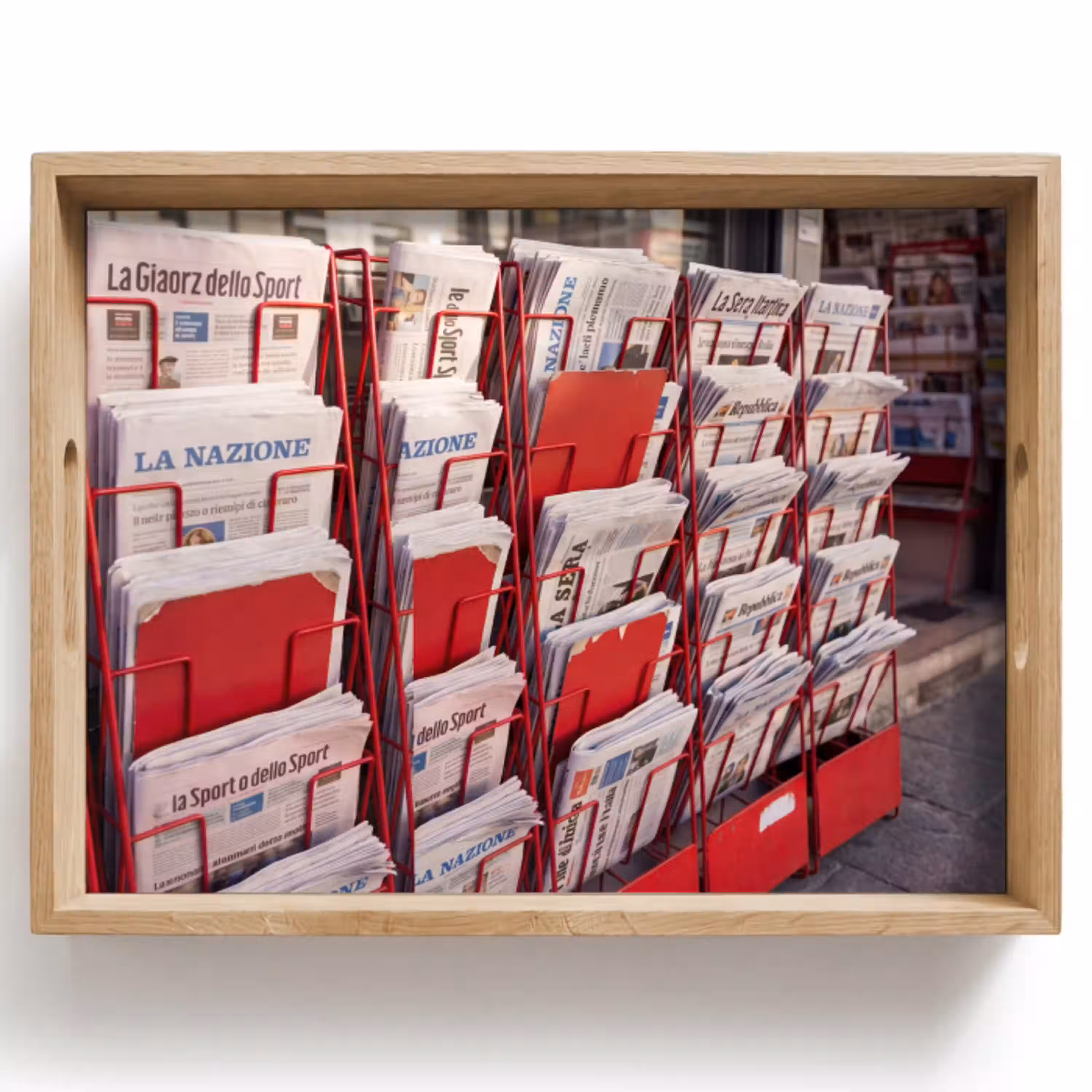 Kranten - Rek - Stedelijk - Dagelijks leven - Rood Dienblad Rechthoek middel -z3d_shopping