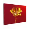 Bloem - Goud - Glazen Tuinposter op houten frame 2 cm dik klein -3d