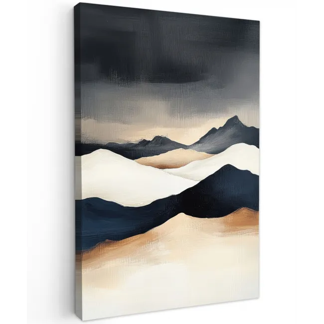 Bergen - Donkerblauw - Landschap Tuinposter op houten frame 2 cm dik klein -3d