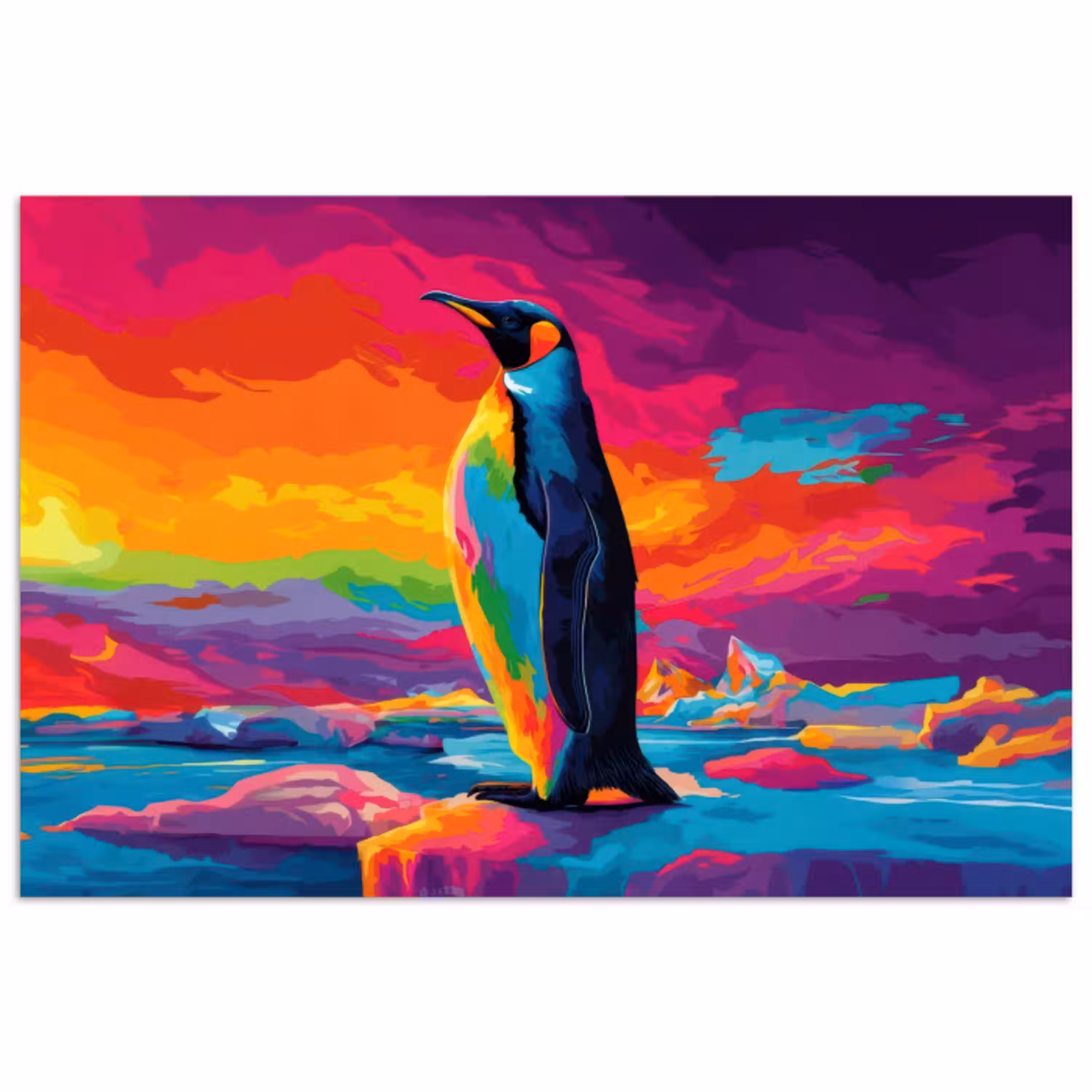 Ijsschots - Pinguïn - Abstract - Lucht poster papier klein -3d