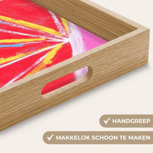 Grapefruit - Geschilderd - Roze - Strepen Dienblad Rechthoek middel -USP_HandgreepNL