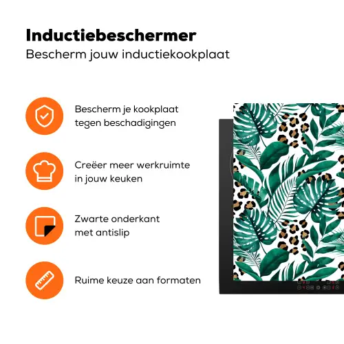 Dierenprint - Panter - Bladeren - Tropisch - Jungle Inductie beschermer vinyl 3mm groot -zzzzzzz-td-ups