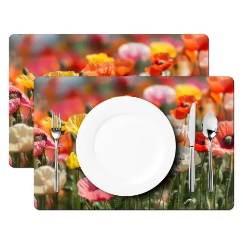 Bloemenveld - Klaprozen - Kleurrijk Placemat vinyl groot -zzsfeer2_Kitchenyeah-website