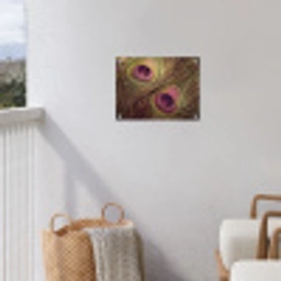 Pauw - Veren - Paars - Groen tuinposter los doek klein -sfeer8