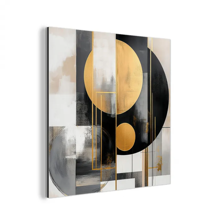 Abstract - Goud - Zilver - Vormen - Aesthetic - Modern aluminium wit klein -3d