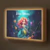 Zeemeermin - Bloemen - Onderwater - Meisjes - Kind Light Box met batterij (Wandlamp kind) middel -z3d_website