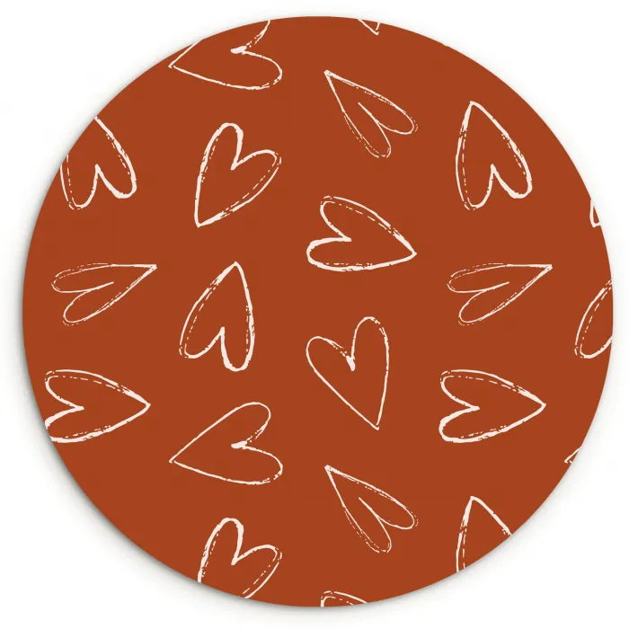 Terracotta - Wit - Hartjes Wandcirkel plexiglas klein 852 -3d