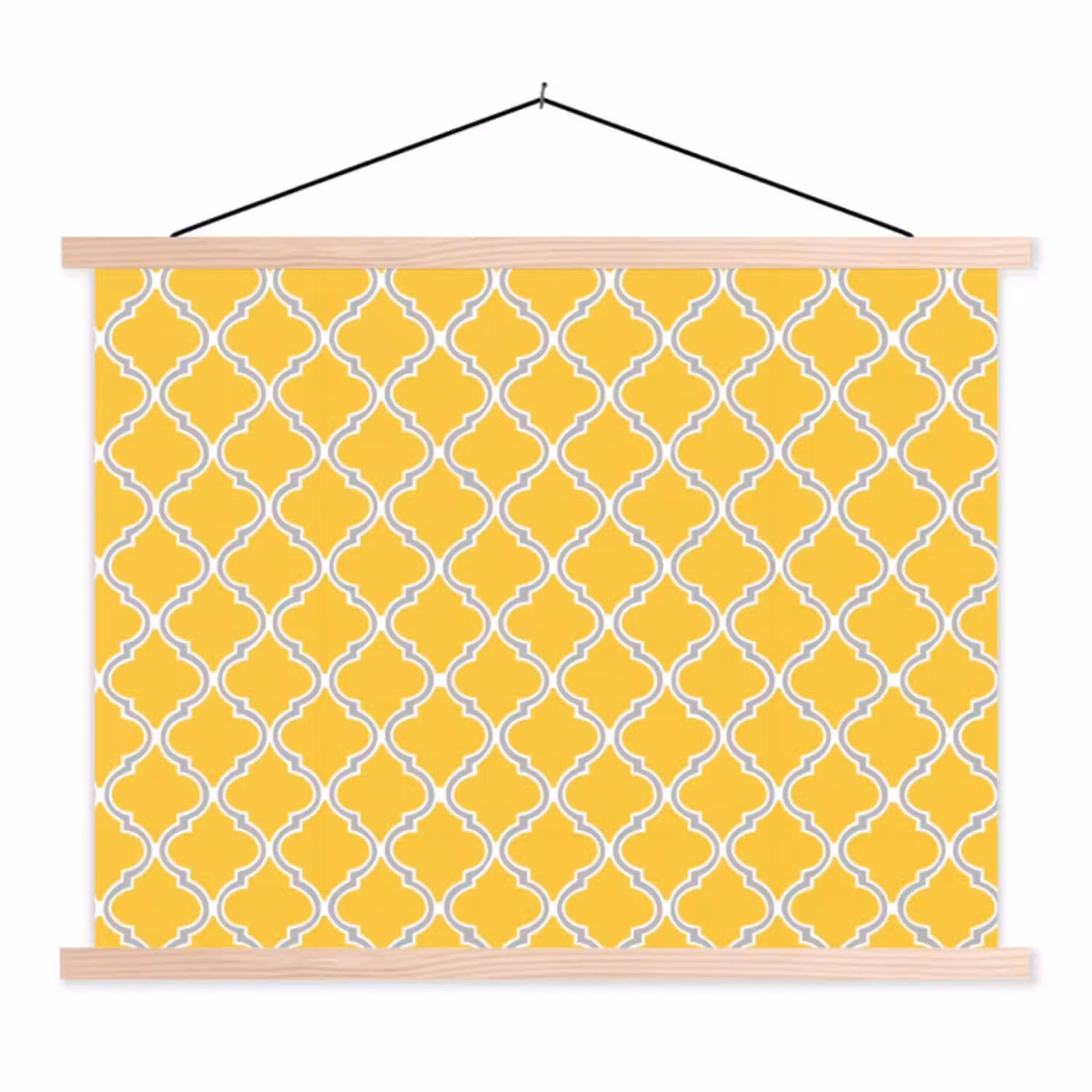 Lantaarn - Arabesk - Elegant - Geel textielposter latten blank klein 122 -3d