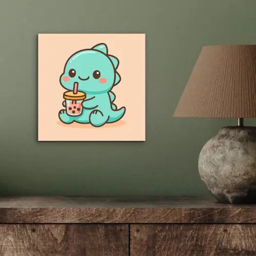 Dino - Boba - kawaii - Oranje aluminium wit klein -sfeer2