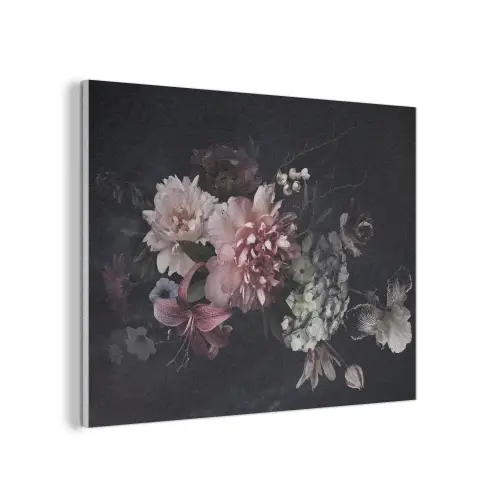 Bloemen - Vintage - Pastel - Zwart - Boeket PET vilt klein -3d