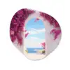 Zee - Roze - Bloemen - Poort Wandcirkel Organisch Plexiglas middel -3d