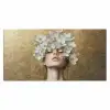 Gezicht - Bloemen - Goud - Abstract Muismat XXL klein -3d_leeg