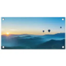 Luchtballonnen - Bergen - Zonsopgang - Landschap tuinposter los doek klein -3d