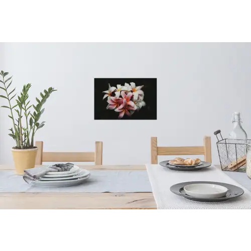 Bloemen - Roze - Zwart - Flora - Botanisch Muursticker klein -eettafel