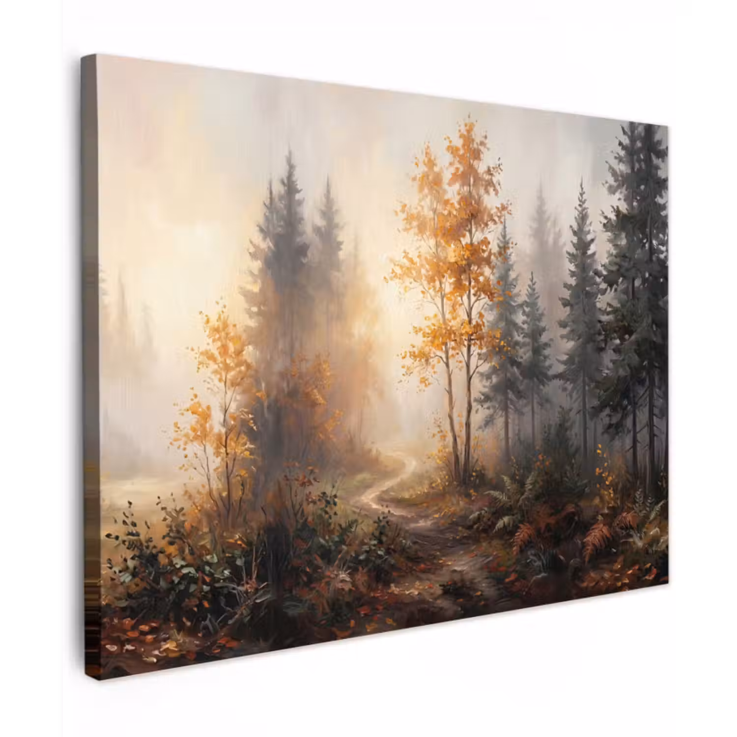 Canvas Print - Forest path - Autumn leaves - Nature - Picturesque - Orange