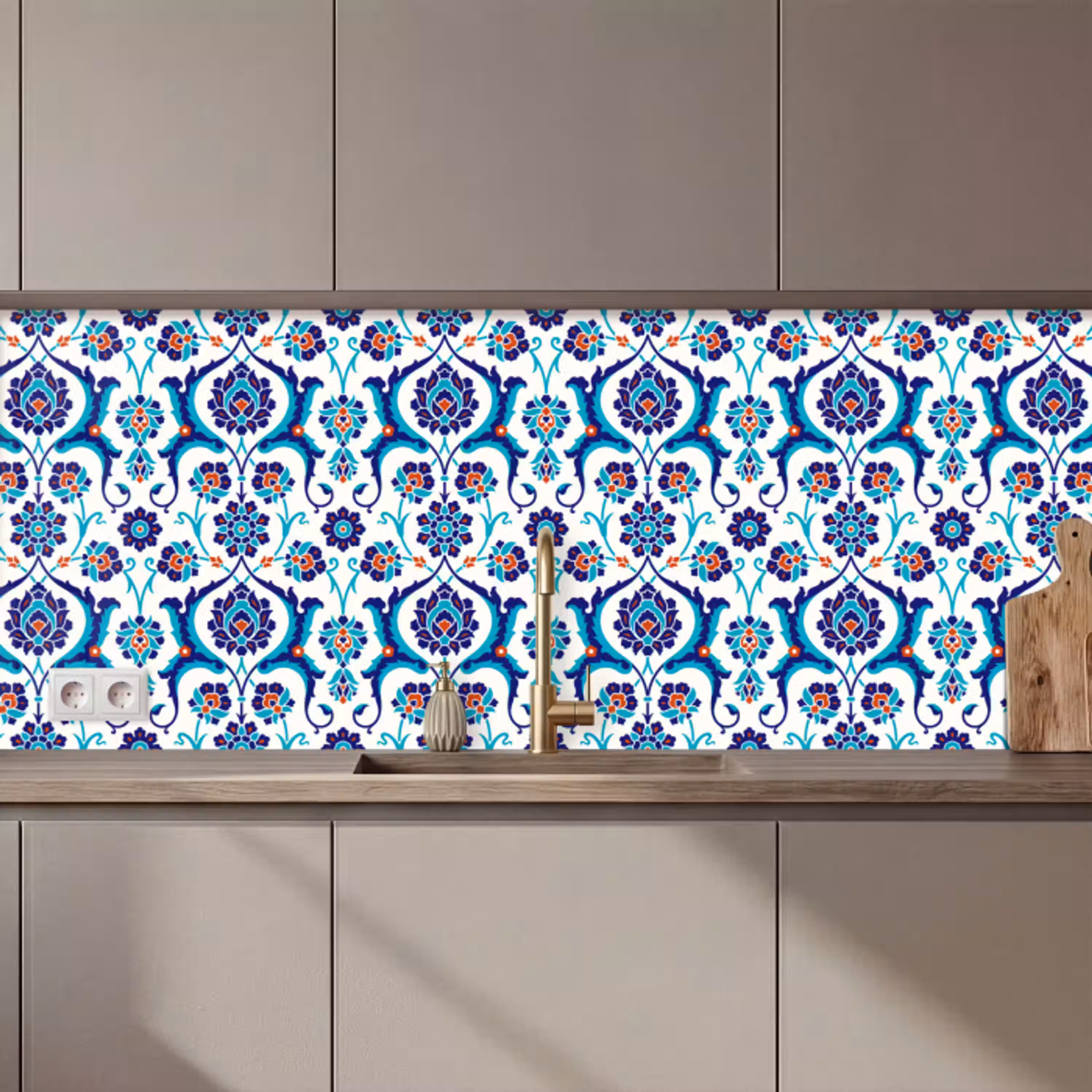 Bloemen - Patronen - Blauw keuken achterwand 2 middel 871 zz_3dshopping