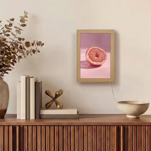 Grapefruit - Roze - Disco - Shiny Light Box met kabel (Tafellamp) klein -sfeer2