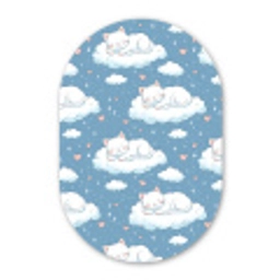 Kitten - Wolken - Blauw Wandcirkel Ovaal Aluminium middel 839 -3d
