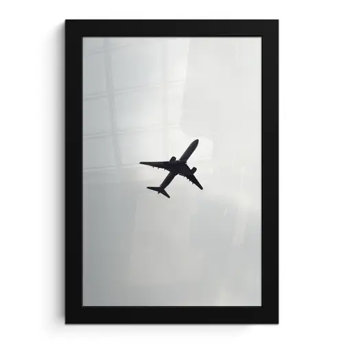 Minimalistisch - Silhouet - Zwart - Vliegtuig fotolijst zwart zonder passe partout klein -3d