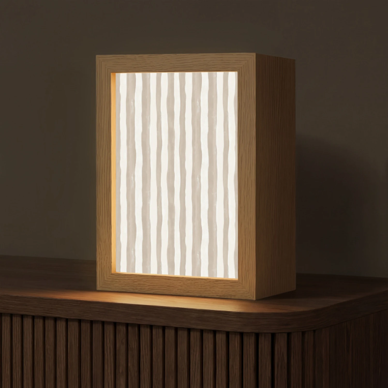 Minimalistisch - Strepen - Beige Light Box met kabel (Tafellamp) klein 925 -z3d_website