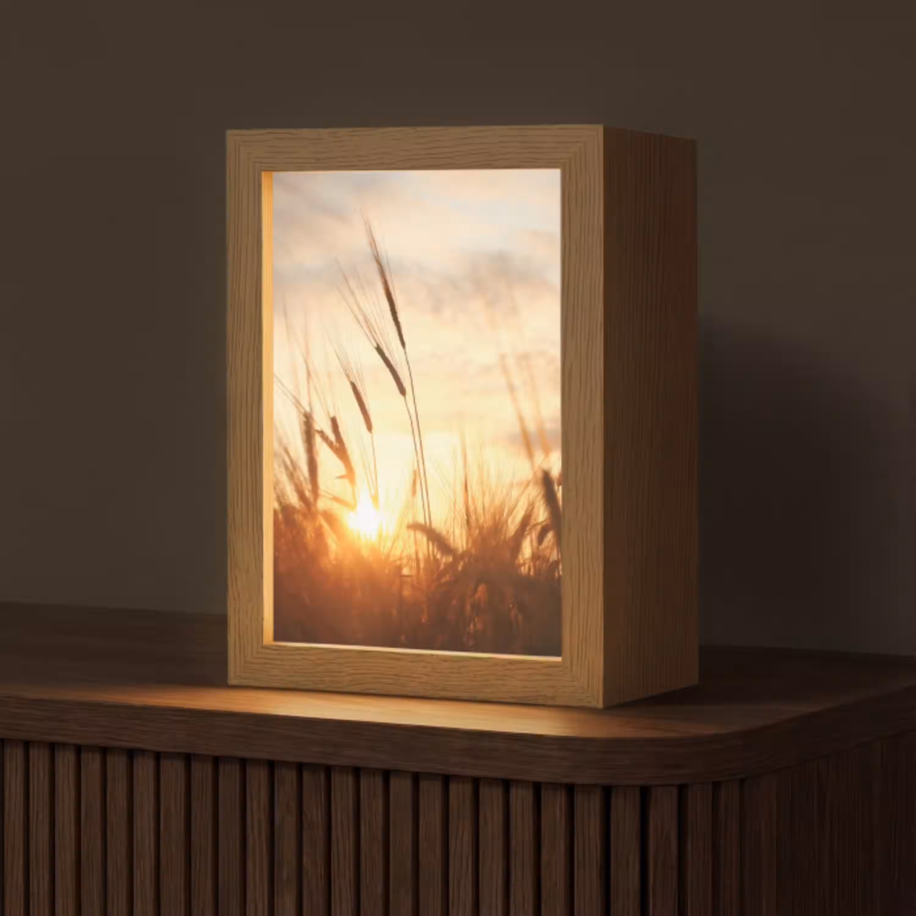 Riet - Gras - Zonsondergang - Natuur - Horizon Light Box met kabel (Tafellamp) klein -z3d_website
