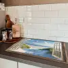Doorkijk - Strand - Raam - Duinen - Zee Inductie beschermer vinyl 3mm klein -sfeer3