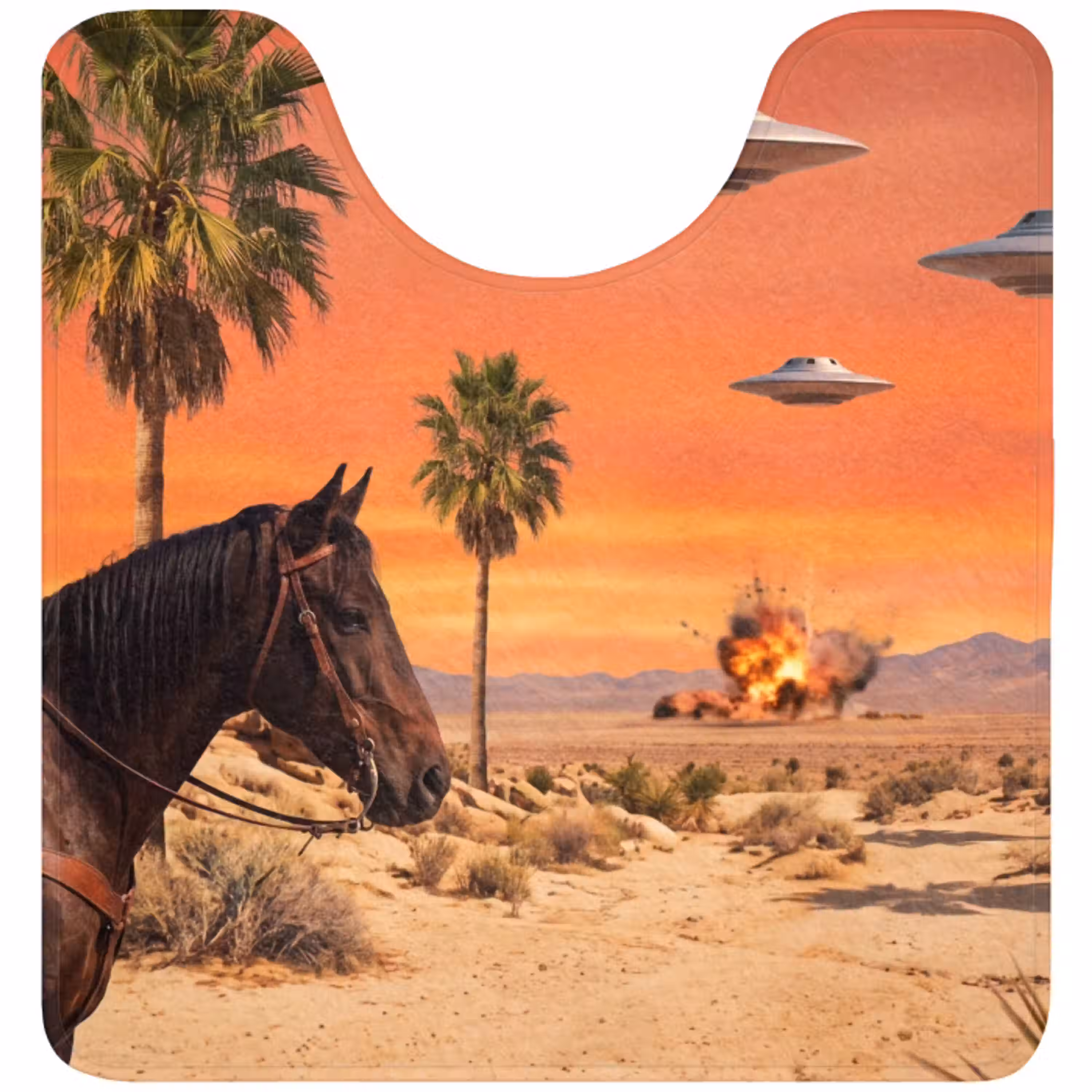 Cowboy - Paard - Woestijn WCmat U-uitsnede middel -3d