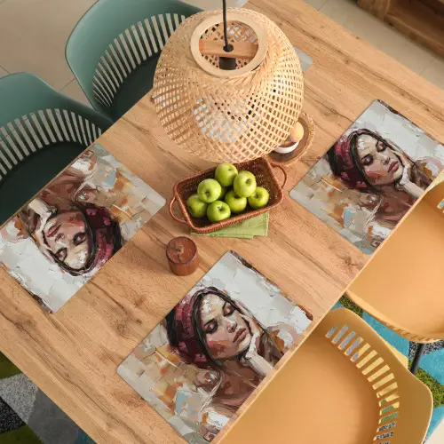 Vrouw - Verflook - Portret - Modern Placemat vinyl groot -zzsfeer5_Kitchenyeah-website