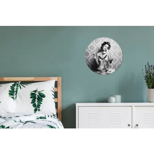 Chic - Vrouw - Zwart - Wit Wandcirkel aluminium klein -slaapkamer