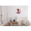 Stoel - Vaas - Bloemen - Geblokt Wandcirkel aluminium klein -woonkamer