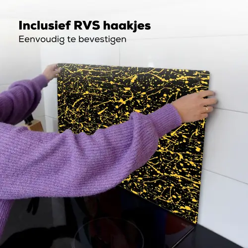 Spat - Waterverf - Geel - Zwart Inductie beschemer met haakjes klein 777 -ky-ophangen-nl