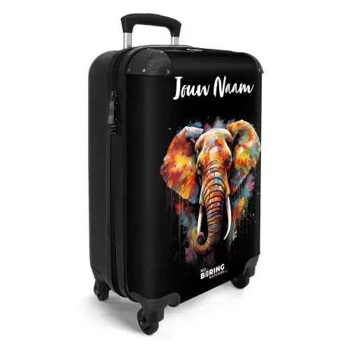 Olifant Versierd met Kleurrijke Spetters NBS - Handbagage koffer - Kinderen Unisex middel -productfoto_3d