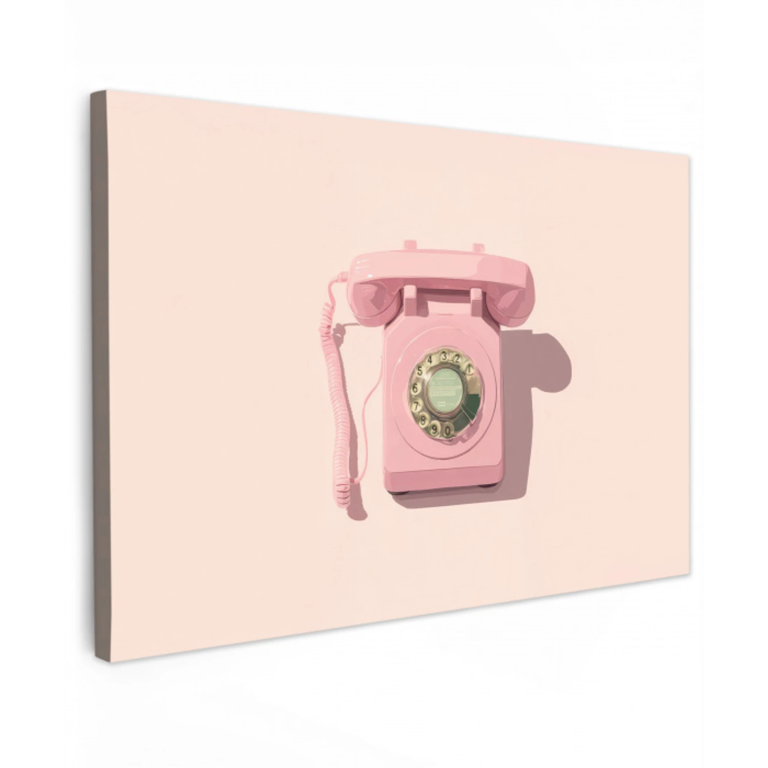 Draaischijftelefoon - Retro - Roze canvas 2cm klein -z3d