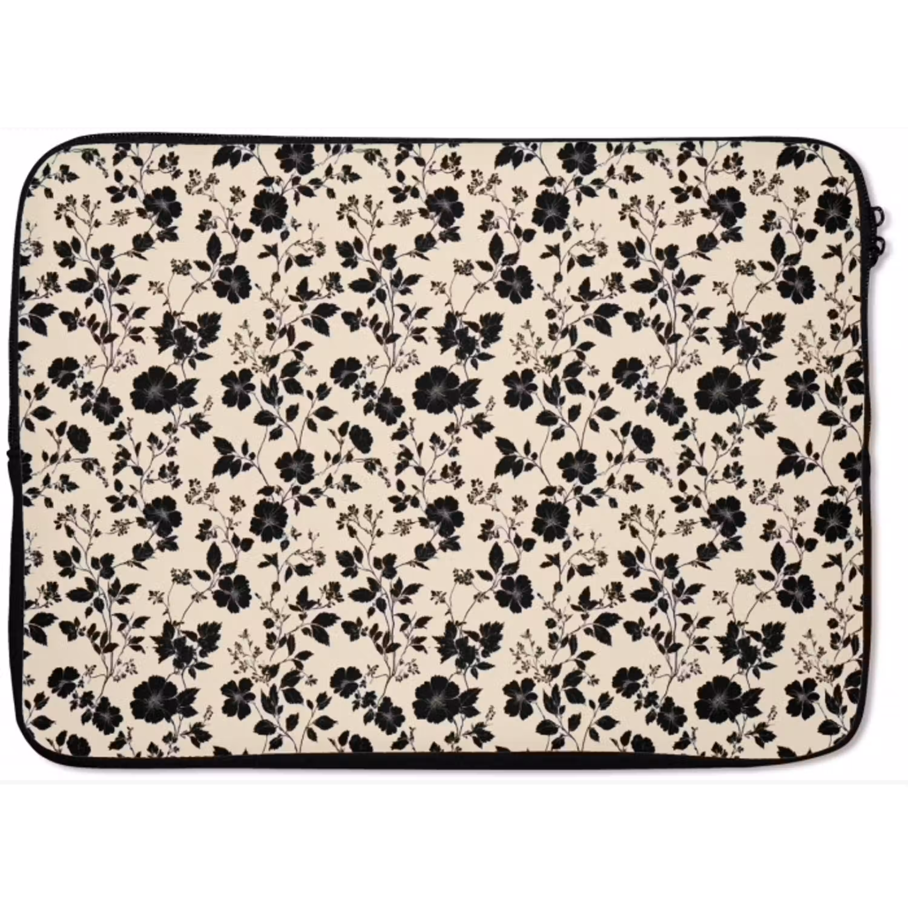 Bloemen - Dessin - Zwart laptophoes neopreen klein 279 -zkaufland3dotto